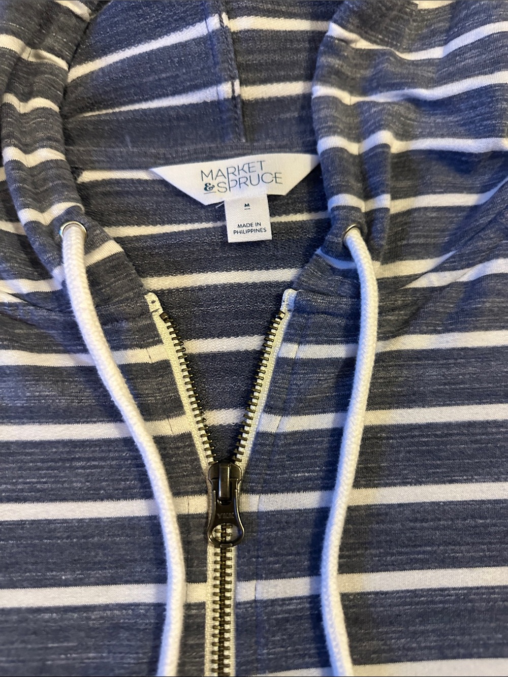 Market & Spruce Blue and White Striped Hoodie - Picture 3 of 8